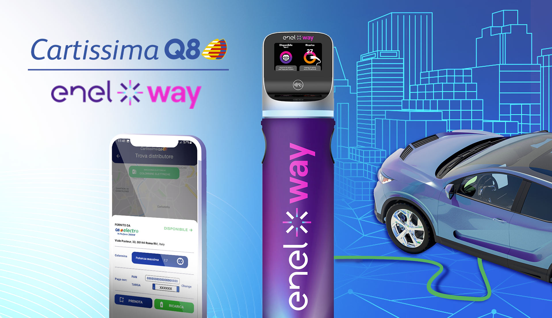 Enel X Way e Q8 attivano l’interoperabilità per accelerare la diffusione della mobilità elettrica